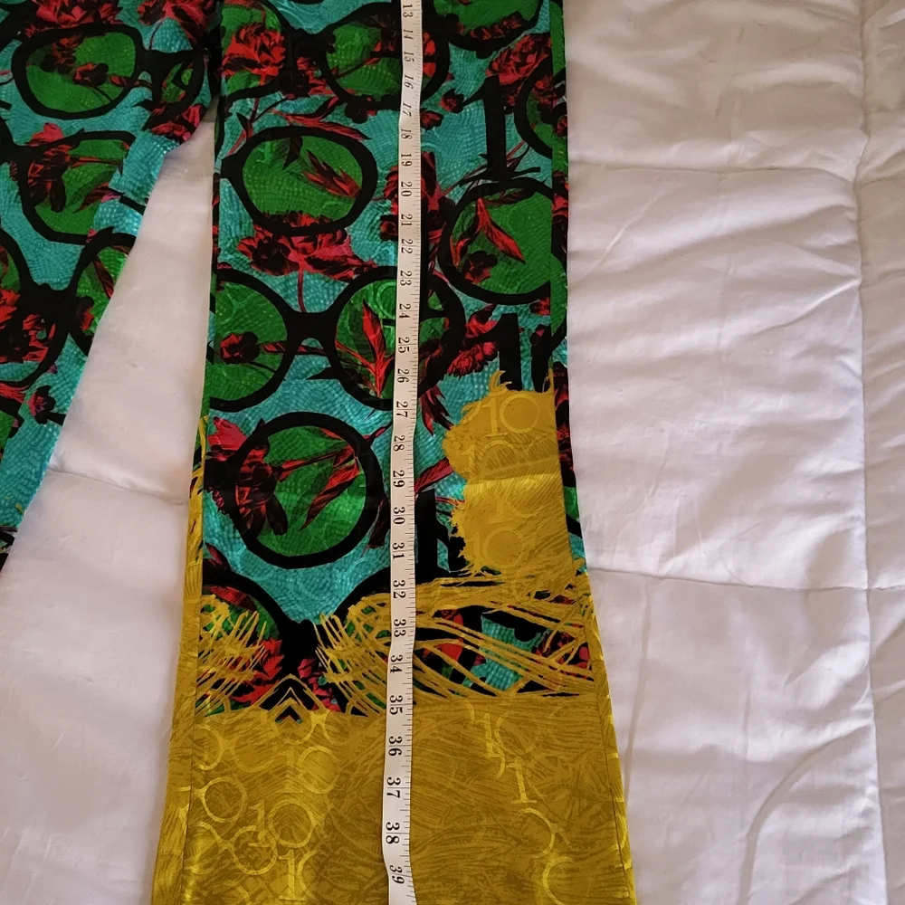 Iris Apfel x H&M pants colourful green/turquoise with string sizes available S. - Picture 9 of 15